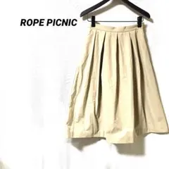 3739Kロペピクニック　フレアスカート Aライン ミディ丈　ひざ丈　ベージュ