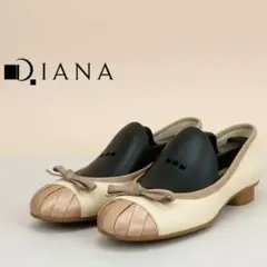 DIANA ダイアナ シューズ ベージュ 23cm リボン ローヒール