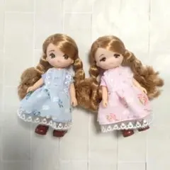 ミキちゃんマキちゃん　服セット　ワンピース（ピンク水色花柄レース）のサムネイル