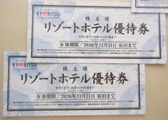 共立メンテナンス 株主優待　リゾートホテル優待券 ２枚セット　今年１２月末期限のサムネイル