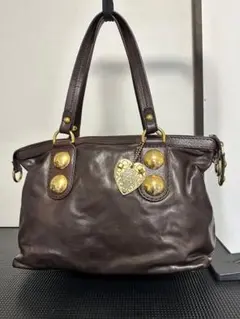 GUCCI バブーシュカ トートバッグ レザー ハートチャーム付 ゴールド 