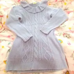 599－最終価格パープル ケーブル ニットワンピース