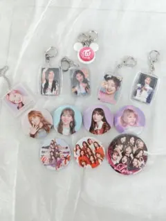 大量セット TWICE トゥワイス 缶バッチ 写真入りキーホルダー 他