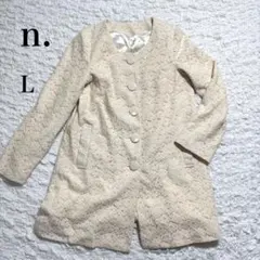 ニッセン【n.】ノーカラー 総レース コート L春のお出かけ 綿混　アイボリーのサムネイル