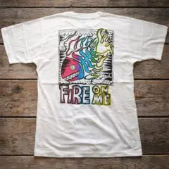 Tシャツ バックプリント グラフィック メンズL 白 ストリート 90s風　綿