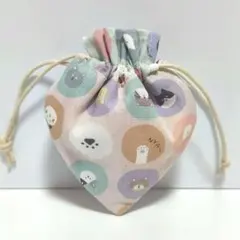水玉猫 ミニミニ いちご 巾着　ハンドメイド
