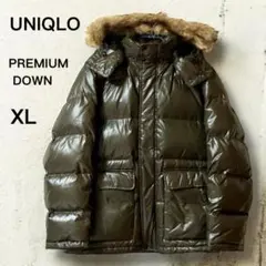 【美品】UNIQLO 旧タグ プレミアムダウン 光沢 XL 焦茶 y2k ファー