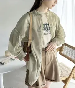 classical elf シアーバンドカラービッグシャツ