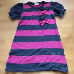 【美品】メゾピアノ 半袖ワンピース L ピンクグレー
