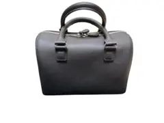 黒いレザー ハンドバッグ ダブルファスナー