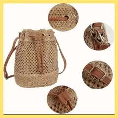 カゴバッグ　ストローバッグ　ハンド　ショルダー　巾着　レジャー　おしゃれ