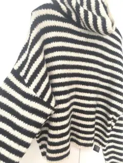 ZARA ボーダーニット タートルネック　セーター
