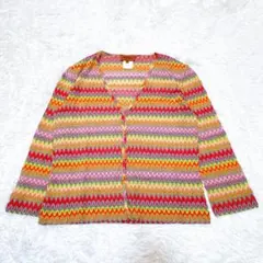 美品 ミッソーニ MISSONI ニット カーディガン チュニック ロングスリーブ トップス レディース 44(L相当) マルチカラー MISSONI - 良品 MISSONI ミッソーニ モヘヤブレンド ボーダー ニット