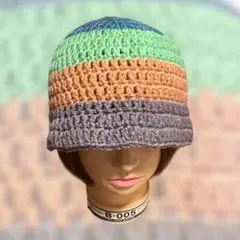 101 バケットハット　手編み　古着　レア　クロシェハット　クラッシャーハット