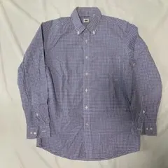 UNIQLO ユニクロ　紫　チェックシャツ　レディースメンズ　古着　長袖　春