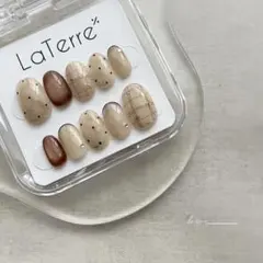 【現品発送M】ニュアンスネイル　ネイルチップ　ドットネイル　チェックネイル