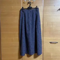 値下げ ロングスカート ネイビー 花柄刺繍