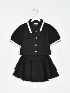 evelyリボンツイードセットアップ ブラック