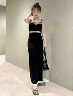 LILY BROWNxMARY QUANT ロゴジャガードニットキャミワンピース