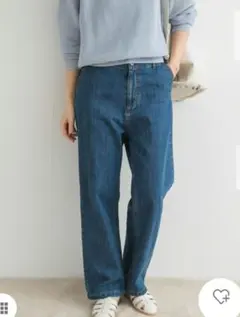 【美品】DOORS　デニムワイドパンツ　INDIGO　Sのサムネイル