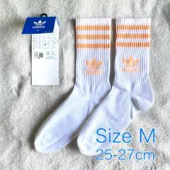 【新品】アディダス クルーソックス M 25-27cm ホワイト×イエロー