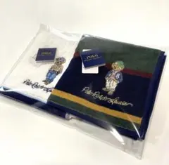 新品　ポロラルフローレン　タオルハンカチ　ポロベア刺繍　白　グリーン　ギフト