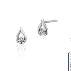 4°C K10ホワイトゴールド ピアス ダイヤモンド付き しずくモチーフ