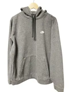 NIKE ワンポイント刺繍パーカーXL グレー スウッシュ オーバーサイズ