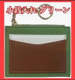 カード入れ　小銭入れ グリーン キーリング付きパスケース カードケース ミニ財布