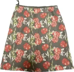 LAURA ASHLEY 綿、麻混　花柄フレアスカートのサムネイル