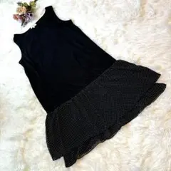 美品✨ ハッシュアッシュ ワンピース ノースリーブ 黒 水玉 ドット M