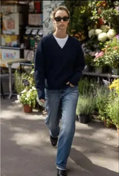 新品未使用 ネイビー Vネック ニットセーター ZARA ザラ