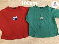 Moujonjon 男の子 長袖カットソー 100cm 2枚セット 動物の刺繍