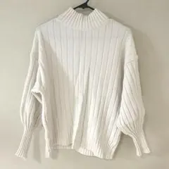 GRL ホワイト リブ編み ニット