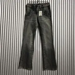 00s Y2K archive MORGAN 編込 フレア デニム ベルボトムのサムネイル
