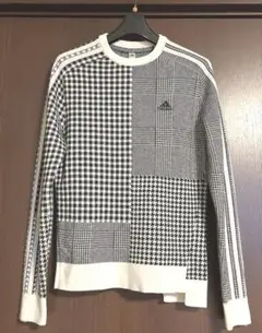 adidasレディースゴルフ　チェックニット(ブラック×グリーン)