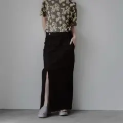 カスタネ アシメデニムロングスカート ブラック