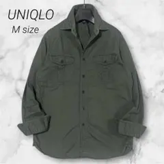 UNIQLO(ユニクロ )ワークシャツ 綿100％ 長袖 オリーブ カーキ M