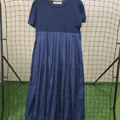 ネイビー 半袖 プリーツワンピースのサムネイル