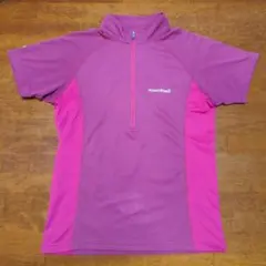 montbell ピンク ハーフジップ Tシャツ M