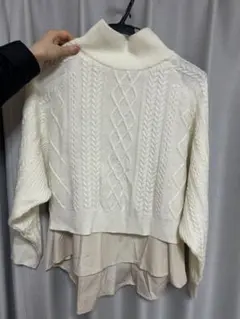 Ray BEAMS ケーブルニット アイボリー