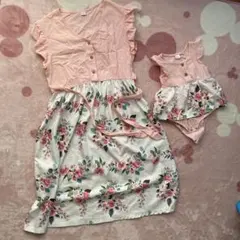 親子リンクコーデ　お揃いワンピース