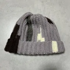 クロシェハット ハンドメイド ニット帽 バケハ ビーニー 個性派 パープル