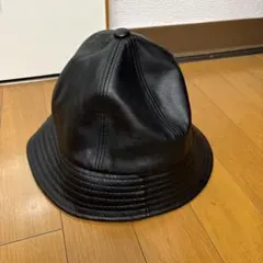 レザー バケットハット 黒