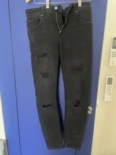 ZARA MAN ダメージ加工 スキニーデニム ブラック 30インチ