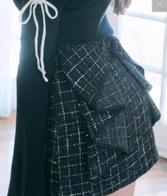 ☾Belle Charme☽ バックリボンツイードスカート ブラックのサムネイル