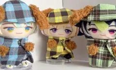 にじぱぺっと 犬　チェック柄服　犬耳　帽子　セット　黄色