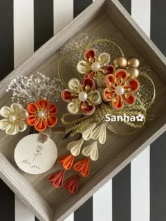 T-1181 つまみ細工 髪飾り 水引 卒業式 成人式 結婚式 七五三 髪飾り