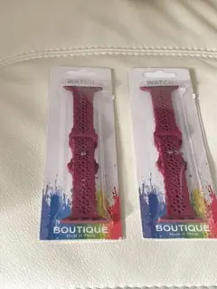 アップルウォッチバンド ワインレッド 2本セット 花柄