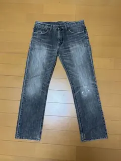 Lee ブラックデニムパンツ 先染め 鬼ヒゲ ハチノス フェード 雰囲気抜群